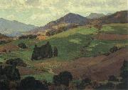 William Wendt I Lifted Mine Eyes Unto the Hills-n-d china oil painting artist